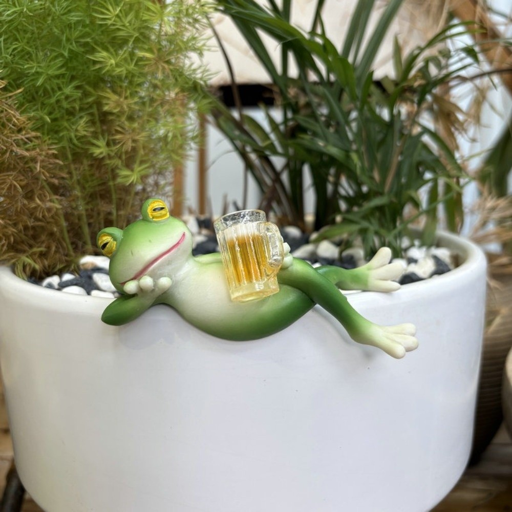 Aquarium Fish Pot - Hanging Flower Pot Edge Frog Decorative