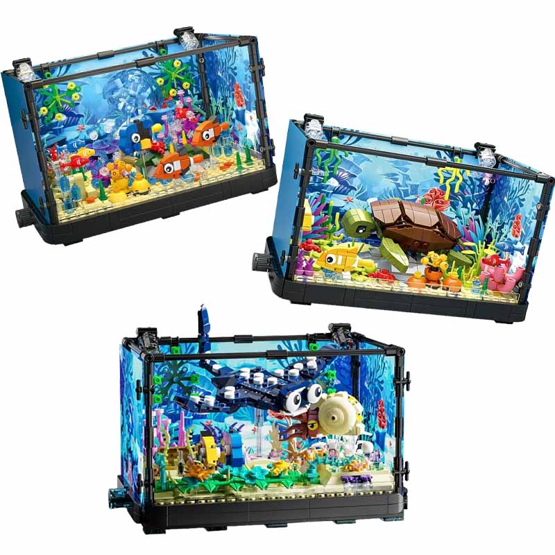 Fish Toys For Aquarium - Fish Tank Building Block Set with